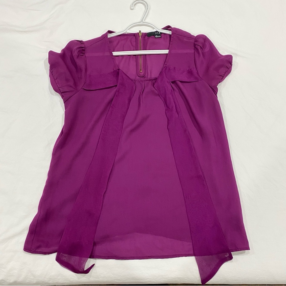 Forever 21 Purple Blouse with Tie Neck -Large (L)